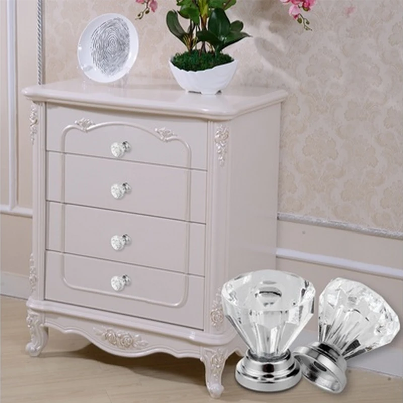 

Hot 30mm Diamond Crystal Acrylic Door Drawer Cabinet screw Pull Handle Knob