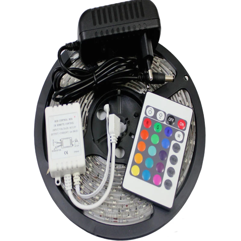

Waterproof 3528 RGB Led Strip LED Light 60led/m 5M 300 LED SMD DC 12V+ 2A Power Supply + IR Remote Control