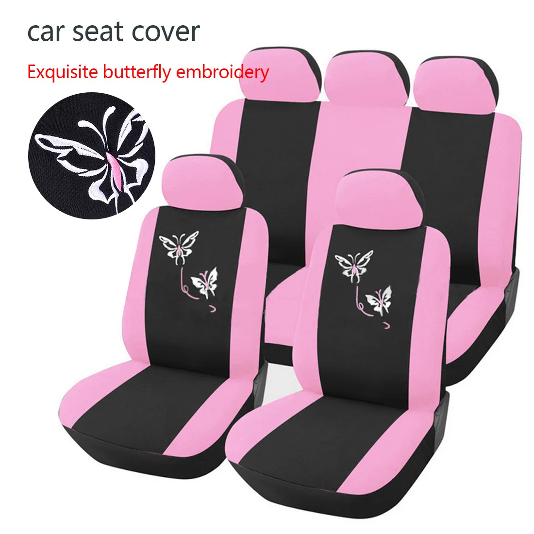 

Dewtreetali Seat Protector Pink Car Seat Covers Butterfly Embroidery Seat Covers Automobiles Interior Accessories Car-Styling