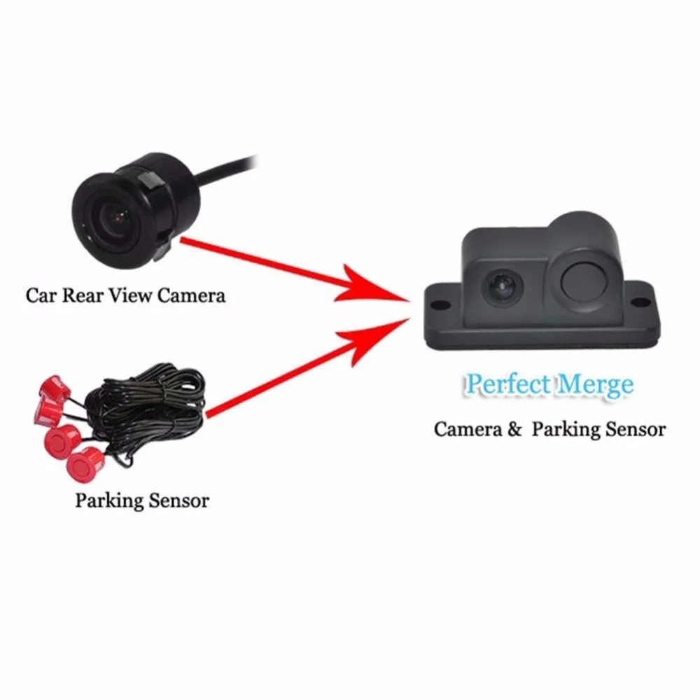 2 в 1 Автомобильный парктроник, звуковая сигнализация, автомобильный обратный резервный Видео парковочный датчик, радар с HD камерой заднего вида для автомобилей