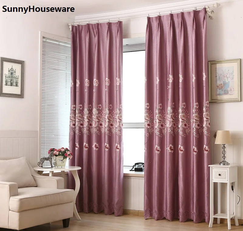 SunnyHouseware высокого качества пион вышитые полный тенты Шторы или cortinas для жизни windows можно под заказ