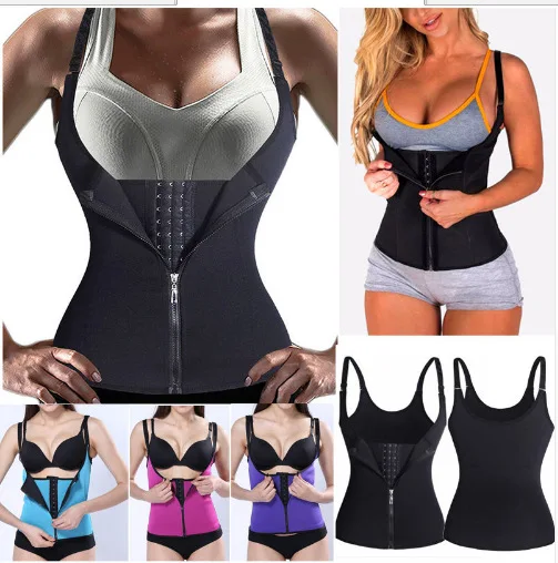 

New Push Up Women's Plus Size Slimming Body Shapewear Corset Bustier Adjustable Shoulder With Zip Shaping Underwear Abdomen Belt
