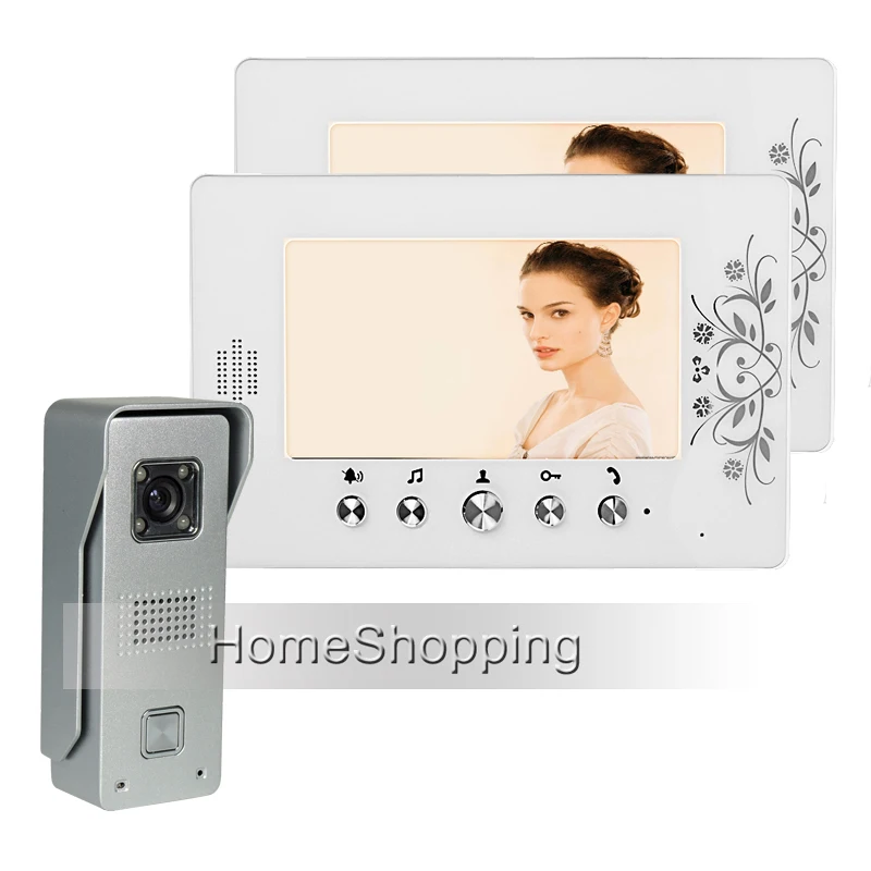 

FREE SHIPPING New Wired 7" TFT LCD Video Door Phone Intercom System With 2 White Screen Waterproof Door bell Camera In Stock