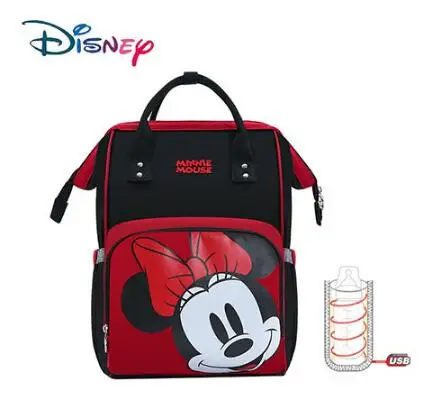 Disney Mummy Bag Women Multi-Function Nappy Baby USB Bottle Insulation Maternity Bag Large Capacity Diaper Backpack Red New - Цвет: 8