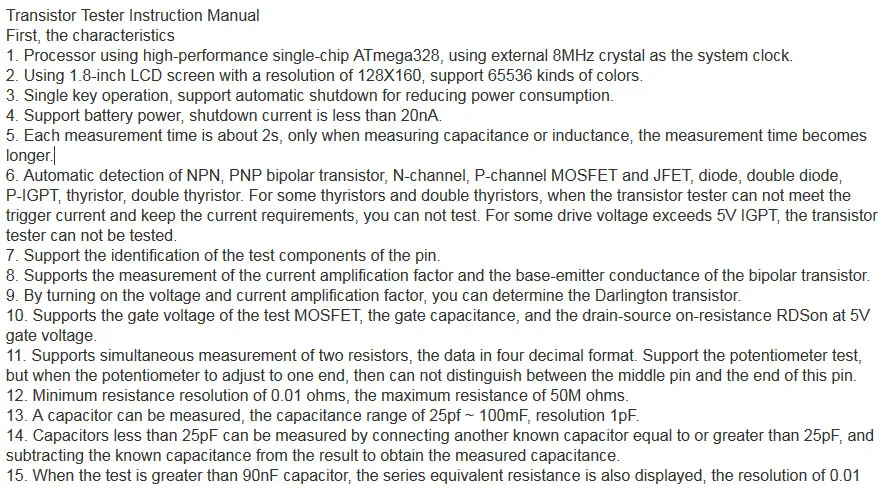 MK-328 MK328 Mega328 M328 ATmega328 8 МГц цифровой Транзистор тестер Триод Емкость ESR метр MOS PNP NPN LCR JFET P-IGPT