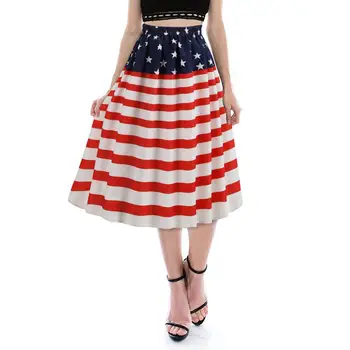 

Women Fashion American Flag Short Skirts Printing Evening Party Elastic Band Summer Skirt Faldas Mujer Moda 2019 Clothes Ed