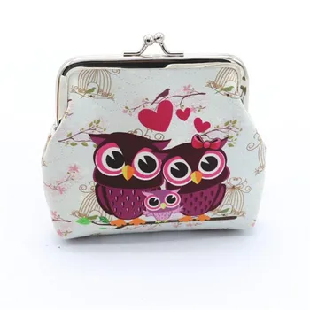 

Women's Leather Coin Purse 2019 Simple Vintage Owl Pattern Small Wallet Hasp Purse Clutch Bag coin purse woman a7