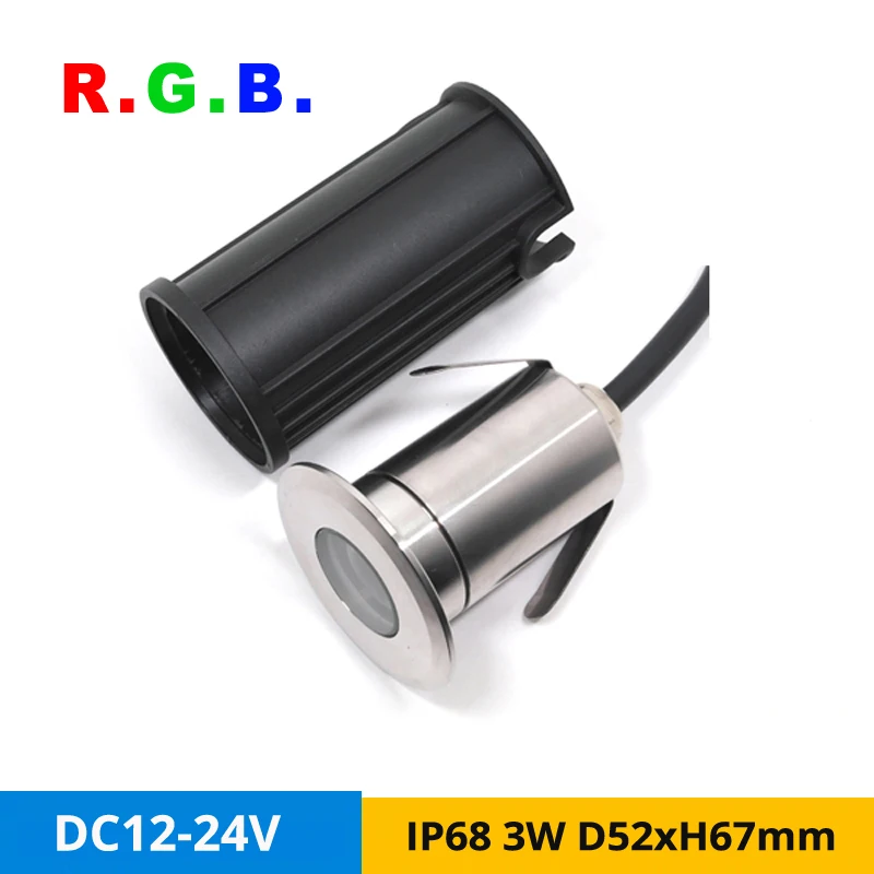

4pcs/lot IP68 3W RGB LED Spotlight Outdoor Embedded Ground Lighting 12-24VDC Stainless Steel Underwater Lamps Hole-cut D36mm