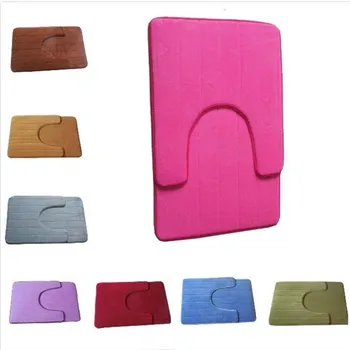 

2pcs/set Non-Slip U shaped Pedestal Rug + Bath Mat Memory Foam Doormat Carpet For Home Hotel Restroom Bathroom Accessories