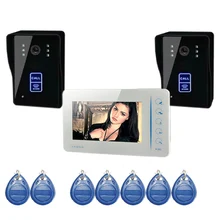 7 “Pantalla Táctil a Color de Video Teléfono de La Puerta de Acceso RFID a prueba de agua 700TVL Cámara Monitor de Intercomunicador Manos Libres