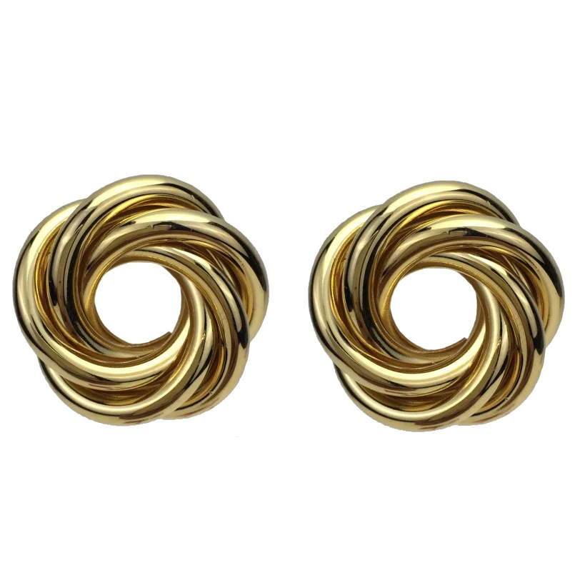UKMOC высококачественные круглые спиральные металлические серьги-гвоздики золотого и серебряного цвета, серьги из сплава для женщин, модные ювелирные изделия