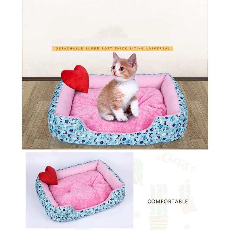 

Square Warm Pet Dog Kennel Plus Velvet Thickening Comb Velvet Teddy Shu Cotton Wool Warm Cat Litter Antifouling Kitten Puppies