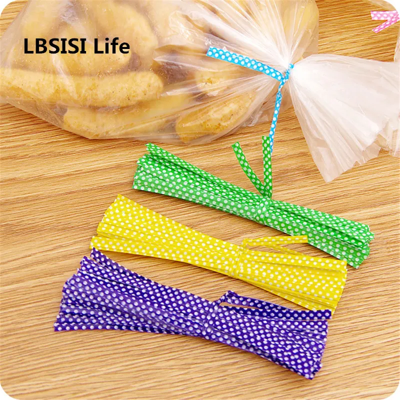 

LBSISI Life 100pcs 10cm Polka Dot Packing Sealing Wire Bakery Packing Sealing Bread Cake Decoration Wire Twist Tie