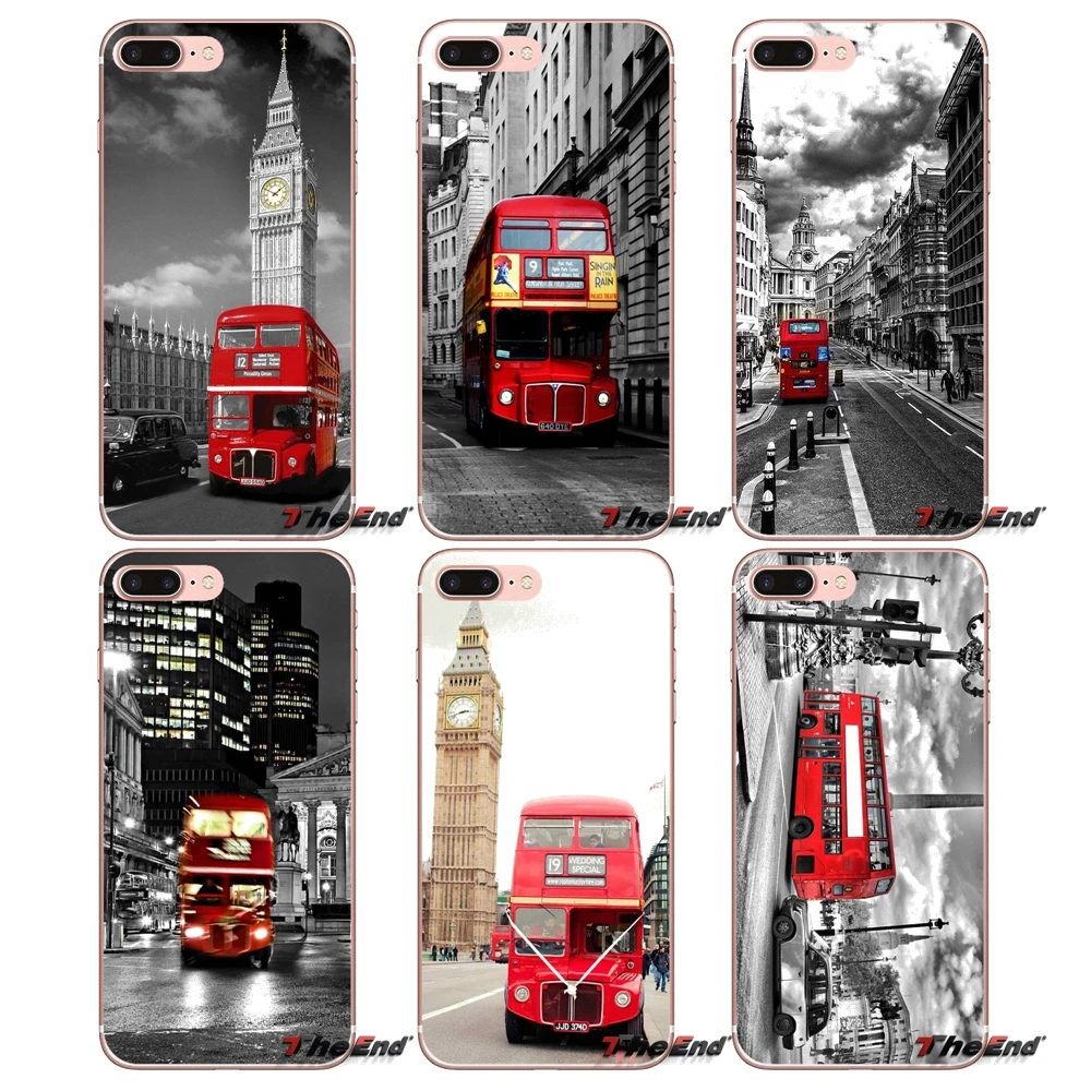 

For iPhone X 4 4S 5 5S 5C SE 6 6S 7 8 Plus Samsung Galaxy J1 J3 J5 J7 A3 A5 2016 2017 UK London Red Bus Big Ben Soft TPU Case