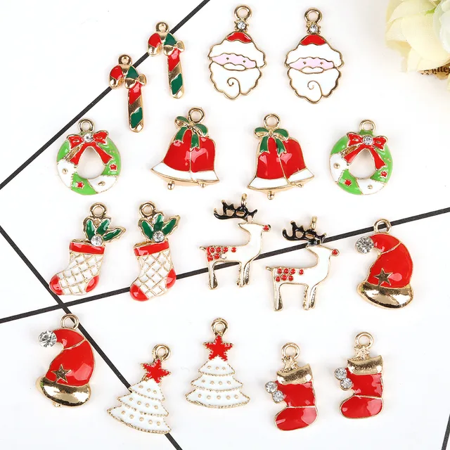 5pcslot multi option christmas design silver tone mix unique enamel christmas charms - Christmas Charms 5pcslot multi option christmas design silver tone mix unique enamel christmas charms - Christmas Charms
