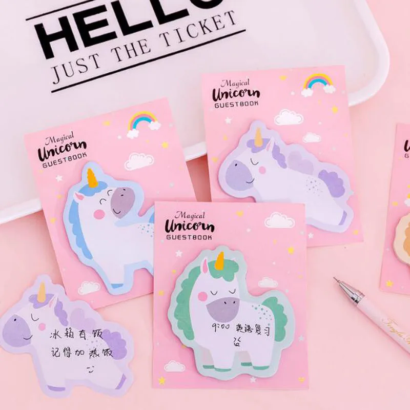 

Cute Unicorn Sticky Notes Sticker Kawaii Memo Pads Stickers Bookmarks Post It Notes Message Office School Supplies Stationery