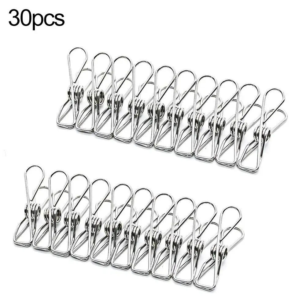 

30pcs Stainless Steel Spring Clip Drying Rack Accessories Fixed Clothes Household Drying Tools