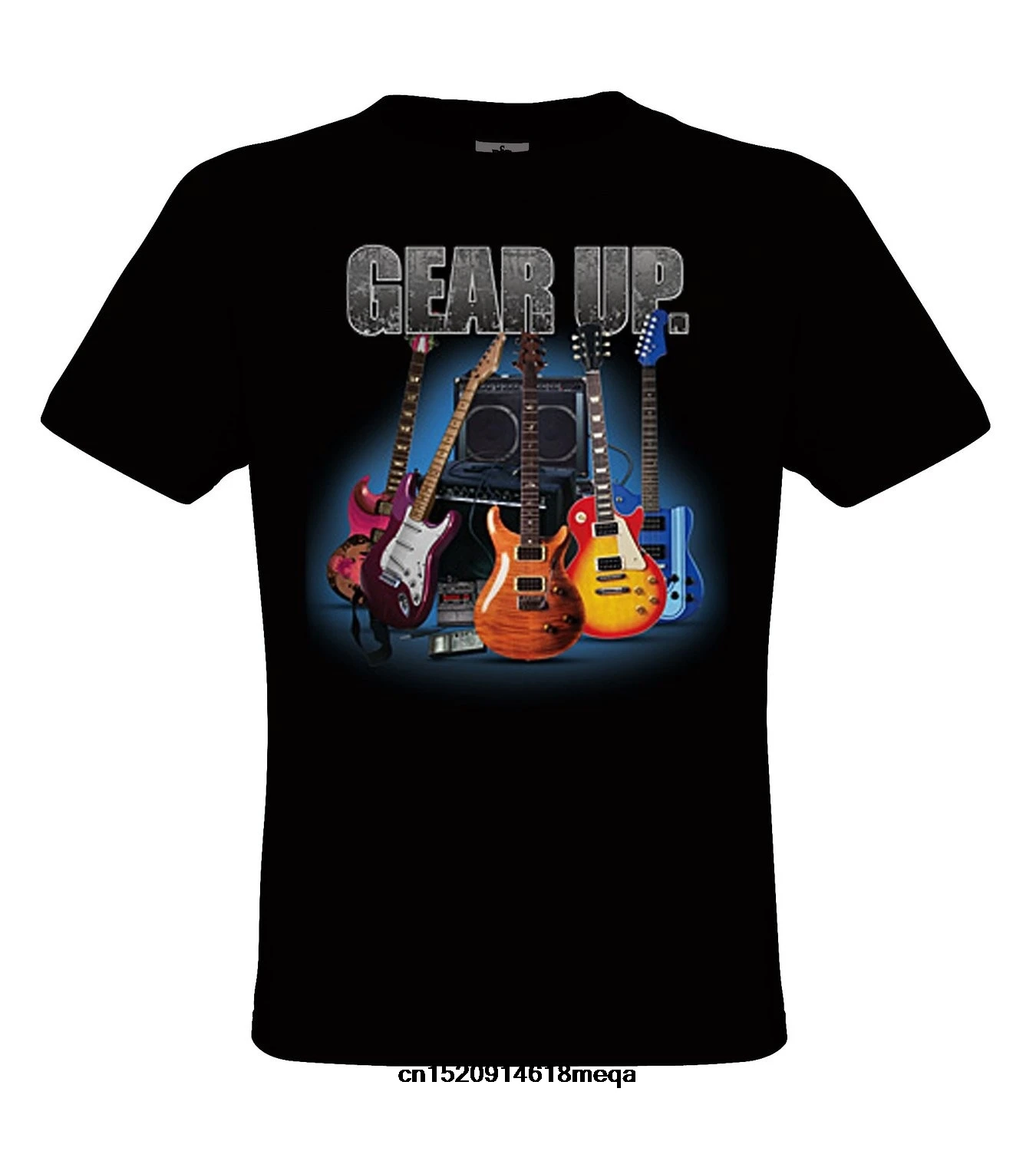 Gildan t shirt Fashion men's Rock shirt Designs Gear Up Guitars Guitar