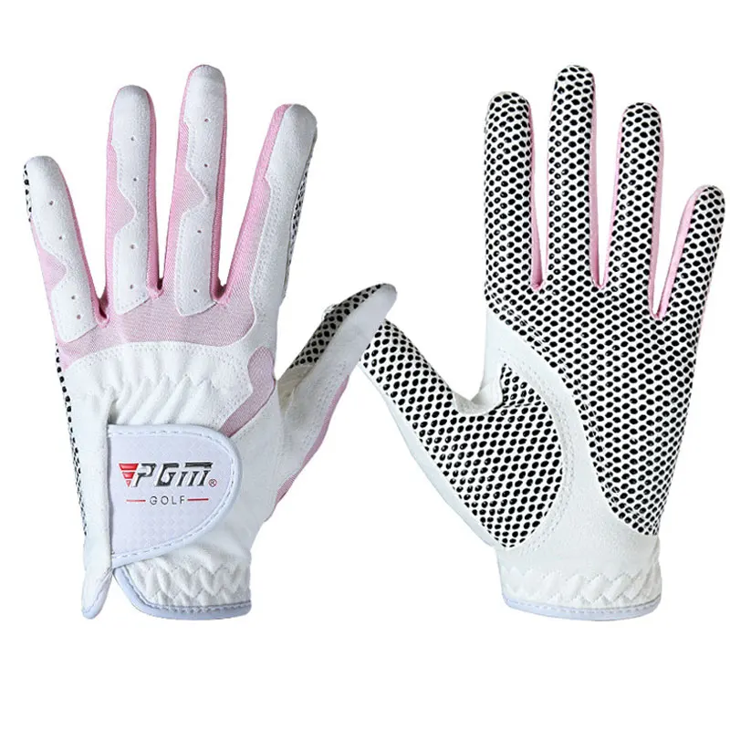 

1 Pair Left and Right Hand Golf Gloves for Women Female Sports Microfiber Cloth Soft Breathable Abrasion Gloves D0015