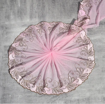 

15Yards Red Pink Lace Trim Embroidered Fabric Ribbons DIY Sewing Garment Applique Headdress Material