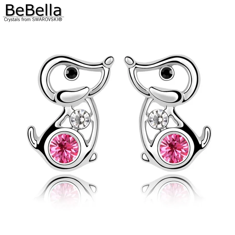 Серьги пусеты BeBella с кристаллами Swarovski для милых собак оригинальные модные