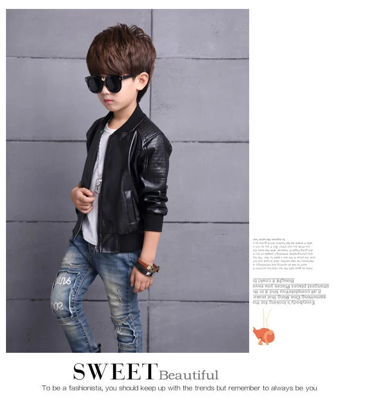 Giacca in pelle per bambini moda primavera e autunno Ragazzi Ragazze in pelle babero in pelle giacca corta in pelle