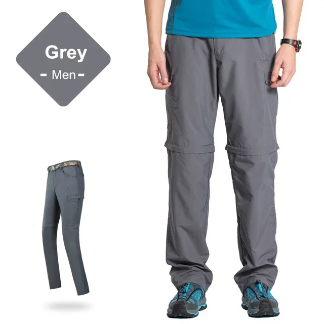 men grey Tectop Открытый мужские и женские Спорт на открытом воздухе быстросохнущие разборки Брюки Легкий Бег Кемпинг Альпинизм Штаны 6305 - Цвет: men grey