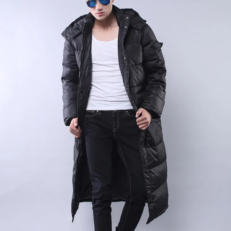 Дизайн зимнее пальто для мужчин X-Long теплый пуховик утолщенная мужская повседневная куртка ветрозащитная с капюшоном размера плюс парка HJ111 - Цвет: Balck Down Coat
