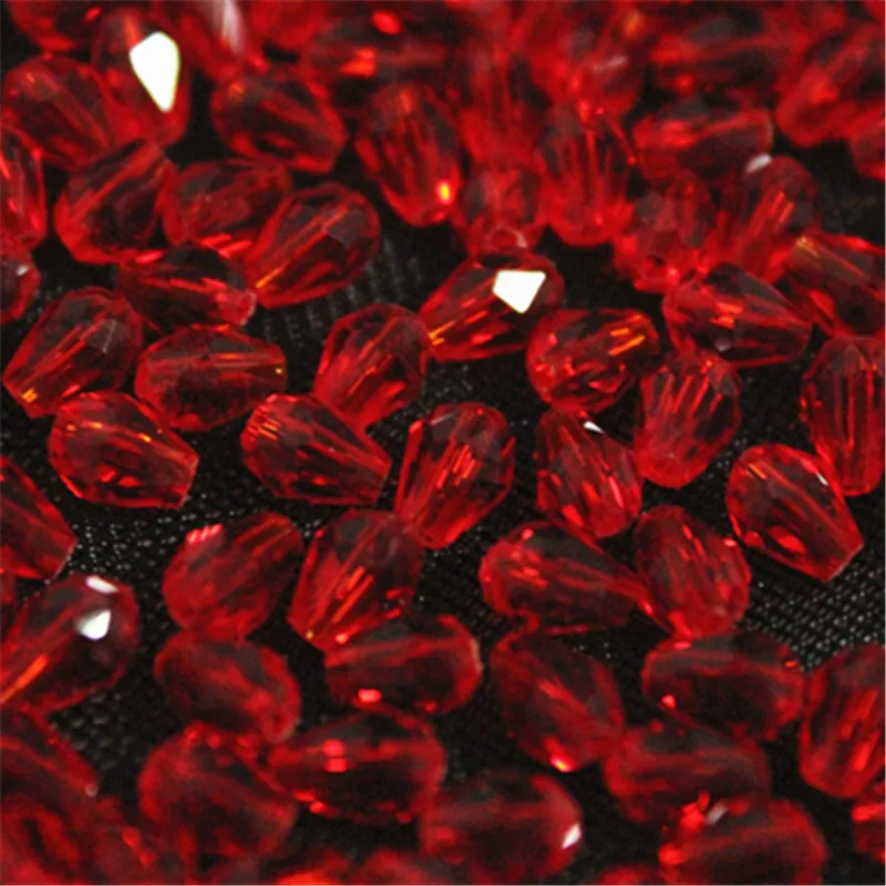 100pcs Teardrop Light Red Austrian Crystal Beads Waterdrop Spacer Beads