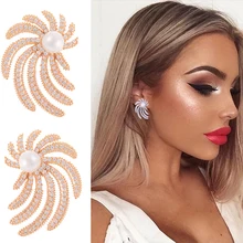 GODKI 25 мм элегантные модные женские свадебные мини-серьги-гвоздики для помолвки с фианитом в виде колеса листа, вечерние серьги NightOut