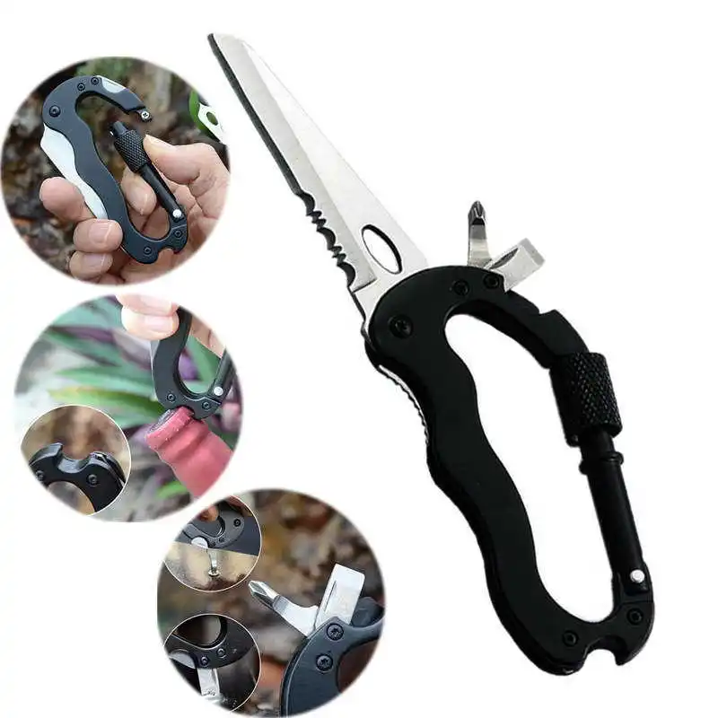 

EDC Folding Climb Outdoor Gear Multipurpose Mountain Multi Hanging Knife Tool Camp Multifunctional Carabiner Hike Buckle