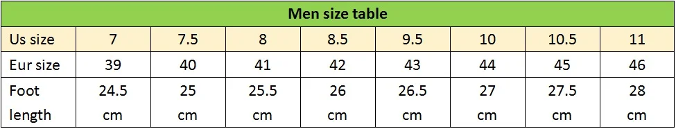 men size table