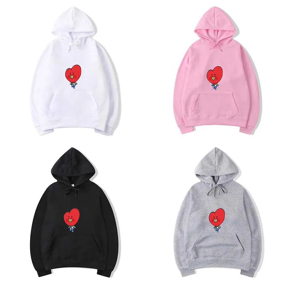 

NEW KPOP Bangtan Boys Cartoon image sweatshirt Hat Pullover Printed Long Sleeve Sweatshirts