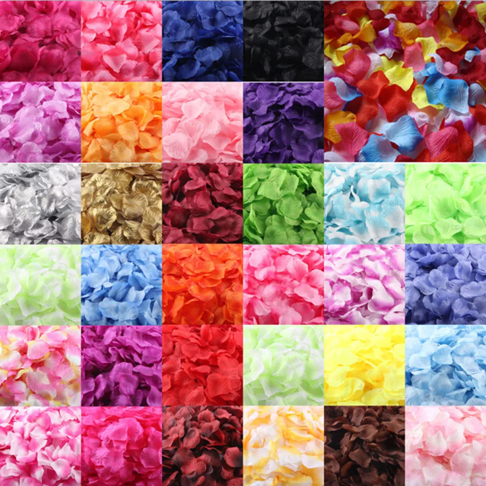 1000pcs Multicolor Silk Rose Artificial Sponge Petal Wedding Party Flower Favors Handmade DIY