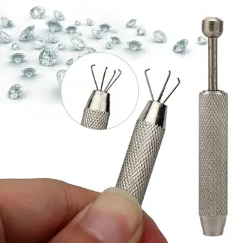 

Professional Stainless Steel Jewelry Diamond Claw Pick-Up Tool with 3/4 Prongs Tweezers for Jewelry Stone Beads for Jeweler j