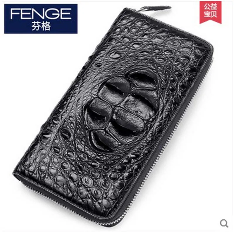 

Fenge Siam crocodile skin men clutch bag male long men bag crocodile leather zipper men wallet handbag business