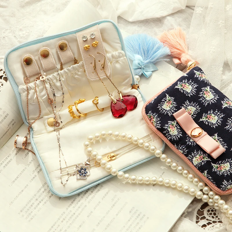 Pаспродажа Японский Стиль Винтаж Перо кисточкой галстук бабочку узел мешок ювелирных изделий Макияж косметичка для хранения