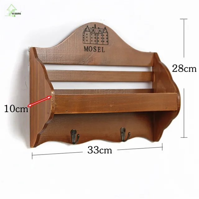 Retro Wooden Wall Shelf Organizer Key Hooks Ornament Display Rack Shop Decorations Interior Stand Small Retro Wooden Wall Shelf Organizer Key Hooks Ornament Display Rack Shop Decorations Interior Stand Small