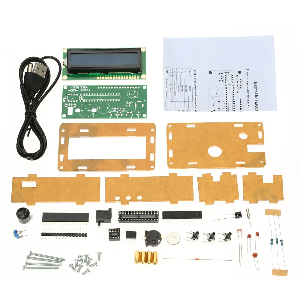

Timer Programmable timer switch socket with clock DIY Digital LCD Clock Kit Date Time Temperature Display with Transparent Case