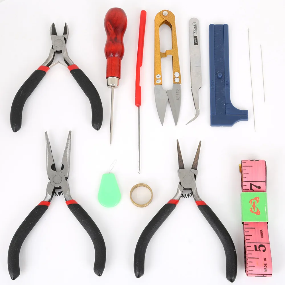 

13pcs/set Jewelry Beading Needle Ruller Scissors Pliers Tool Set For Jewelry Making Findings DIY Handcraft