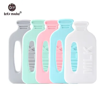 

Let's Make Baby Teether 1pc Milk Bottle Pendant Food Grade Silicone Teether Making Jewelry Necklace Teething Toys Baby Products