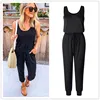 New Arrival Sexy Off Shoulder Sleeveless Lace Up Belts Jumpsuits Summer Women Solid Casual Pockets Long Rompers Women Jumpsuits ► Photo 2/6