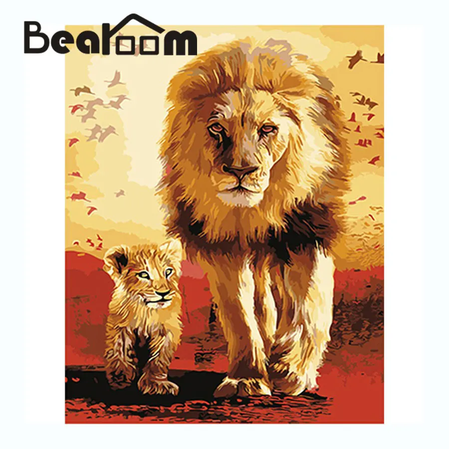 Bearoom Home Decor Mur Peinture Roi Lion Peinture € L huile BRICOLAGE dessin €