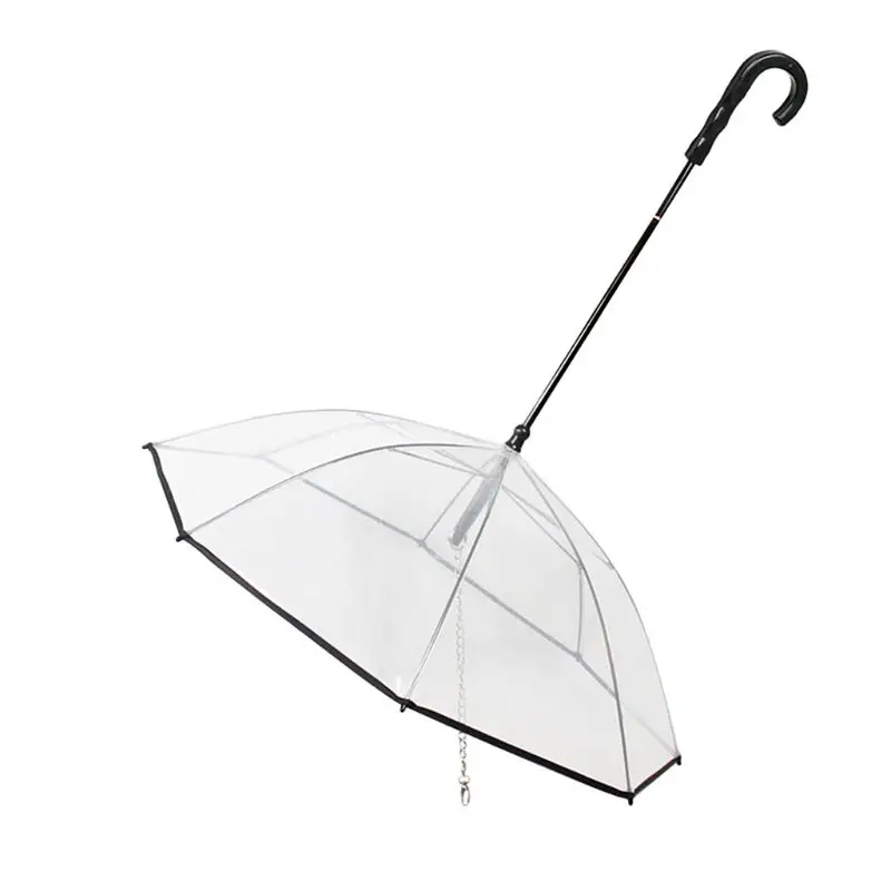 

Portable Transparent Pet Umbrella Small Dog Rain Gear With Chain Keep Dry Outdoor Tool