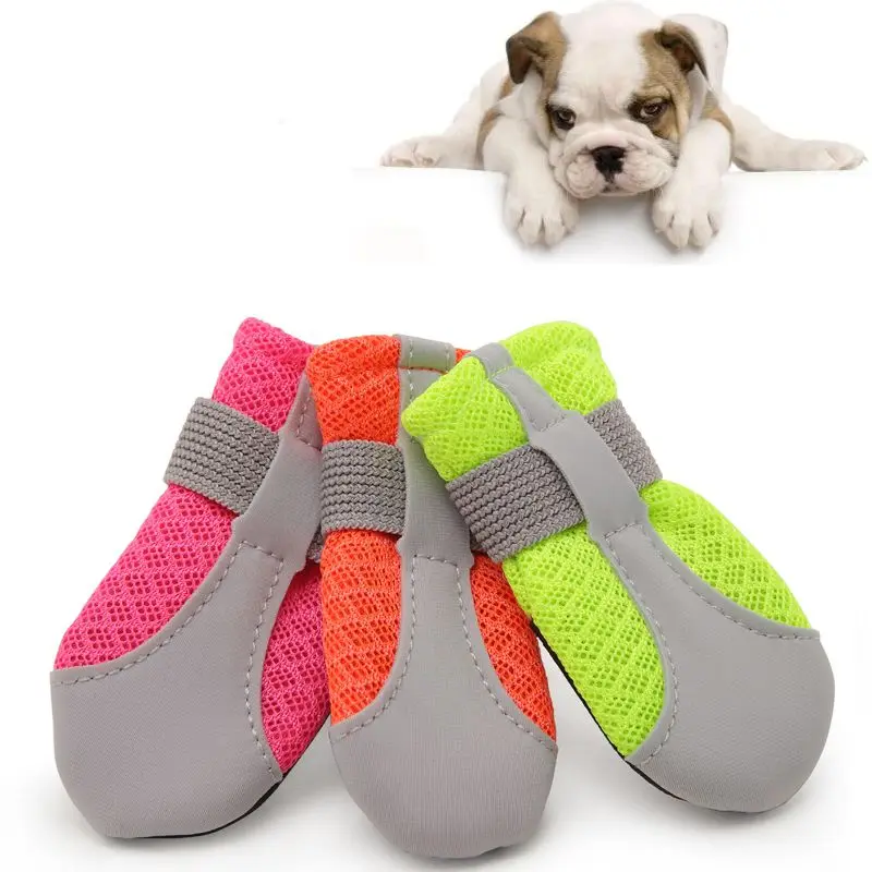Dog Shoes Summer Pet Sandals Walk Soft Bottom Shoes Fluorescent Rose