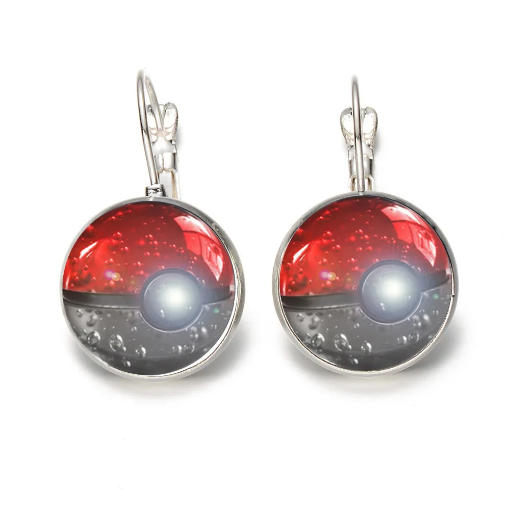 

Swept The World's Pokemon Animation Game Ball Trend Girls Preferred Glass Cabochon Earrings Silver & Bronze