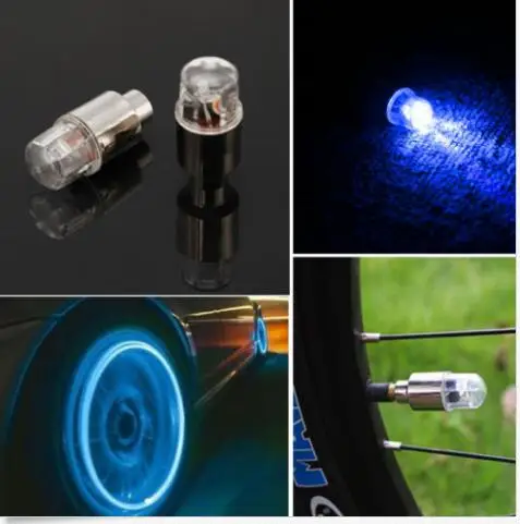 

2Pcs LED Blue Lights Tire Wheels Valve Stem Caps Motorcycle Bike Car Bicycle
