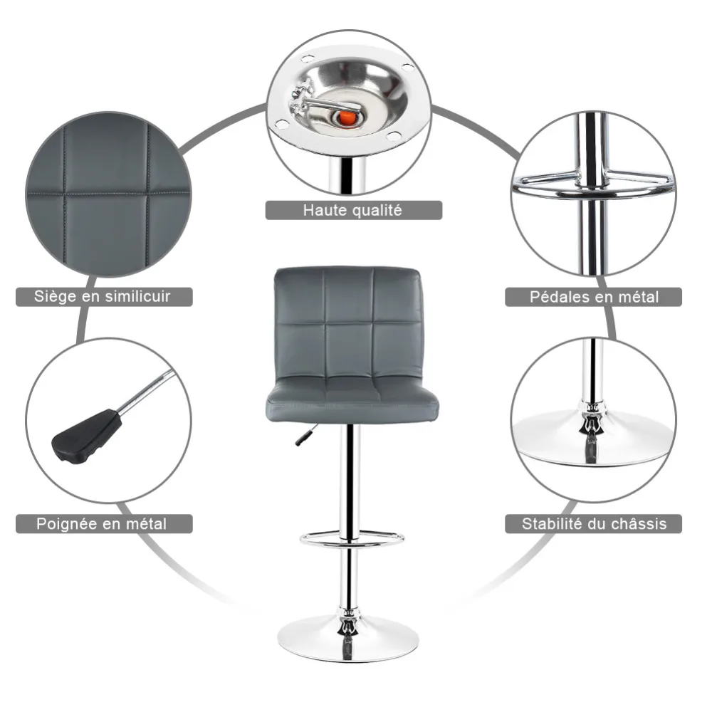 2 шт. серый поворотный, из искусственной кожи барные стулья вращающийся подъемный стул высокие стулья Домашняя мода креативный