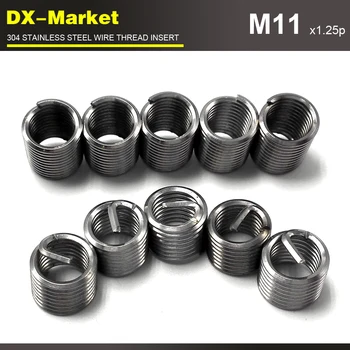 

m11*1D *1.25P , 30pcs , fine pitch thread 304 thread inserts corrosion resisting steel , antirust Engine thread repair fastener