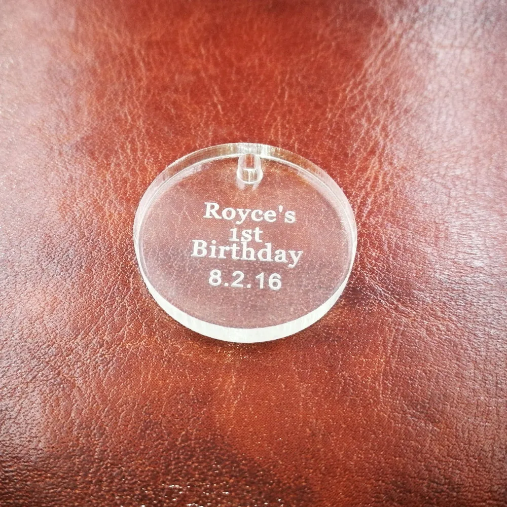 Custom Birthday Party Presents Gifts Favors Personalized Engraved Clear Acrylic Circle Wedding Table Decoration Favors wedding